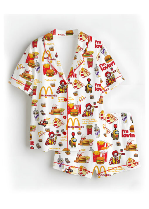 Christmas Mc Donald Pajamas Set, Mc Donald Pyjamas, McDonald Pajamas Women, Mc Donald Pattern Sleepwear, Food Lover Night Wear Pajamas
