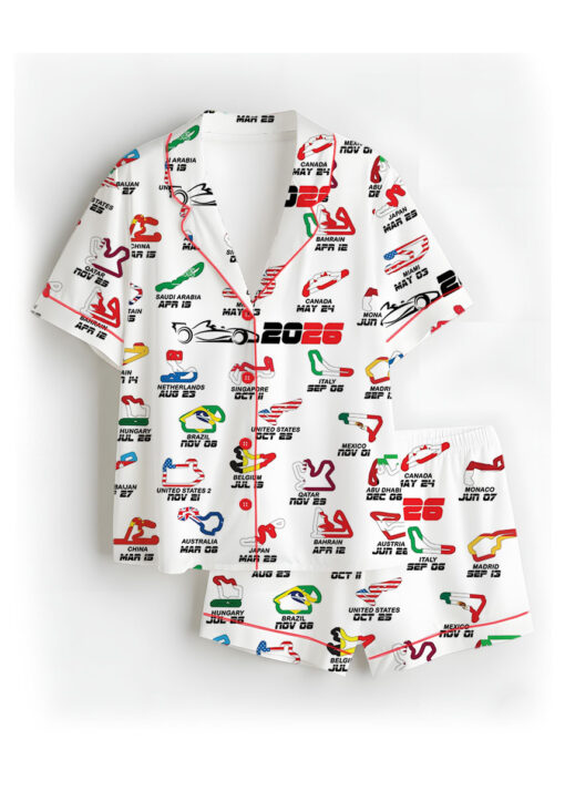 Formula One Racing F1 Satin Pajamas Set For Women