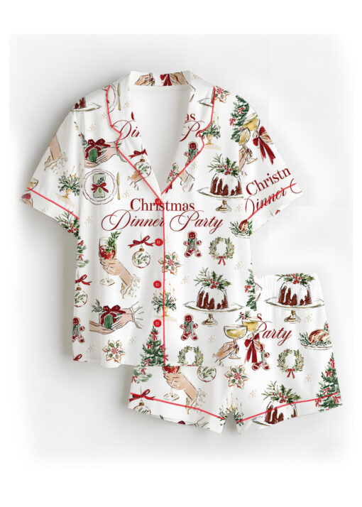 Christmas Dinner Party Satin Pajamas Set For Women