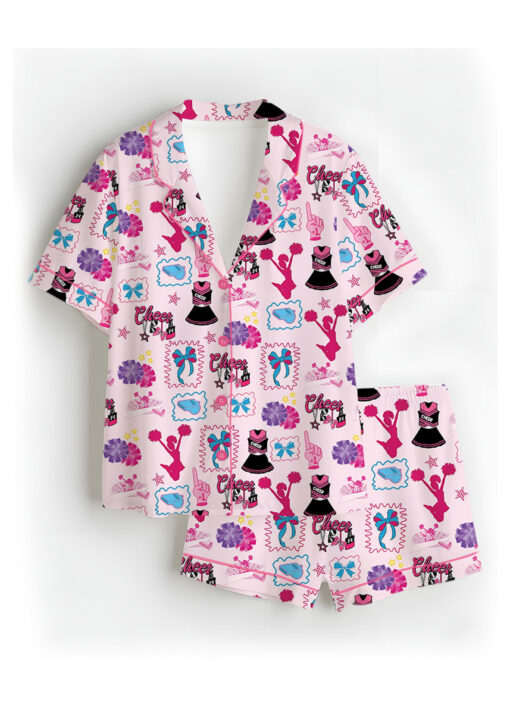 Coquette Cheer Silky Satin Pajama Set For Women