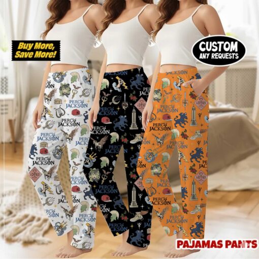 Percy Jackson & The Olympians Doodle Satin Pajamas Pants For Women - Image 5
