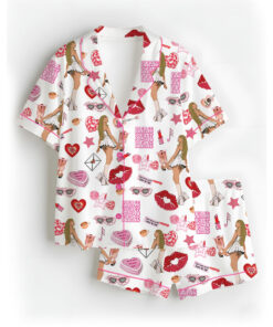 Espresso Music Album Satin Pajamas Set For Women