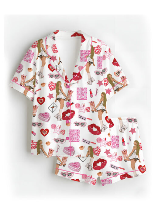 Espresso Music Album Satin Pajamas Set For Women