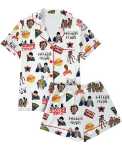Stranger Things Hellfire Club Friends Don’t Lie Short Sleeve Satin Pajamas Set