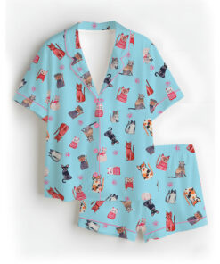 Cute Katzen Satin Pajamas Set For Women