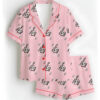 Love You More Pink Color Satin Pajama Set For Women