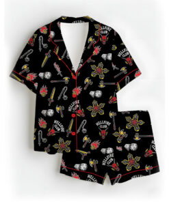 Stranger Things Hellfire Club Friends Don’t Lie Short Sleeve Satin Pajamas Set