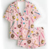 Coquette Softball Satin Pajama Set For Women