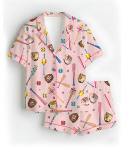 Coquette Softball Satin Pajama Set For Women