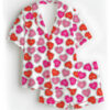 Valentine Day's Heart Shape Satin Pajama Set For Women
