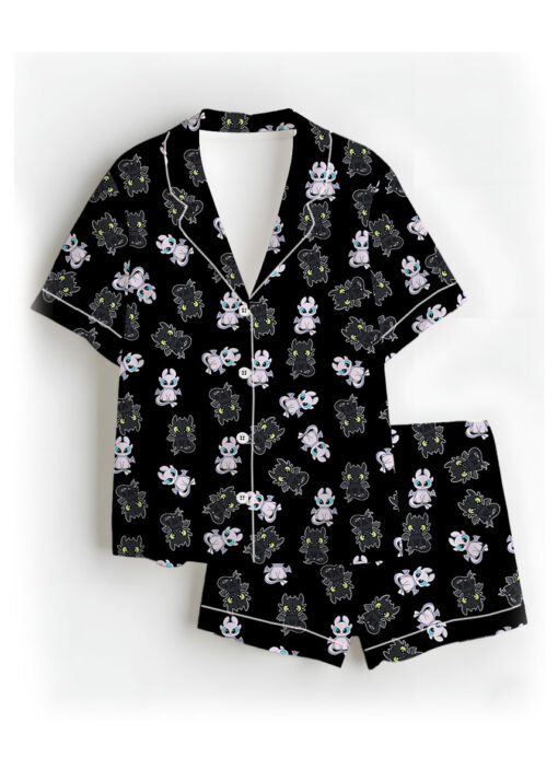 Toothless And Light Fury Satin Pajamas Set For Women