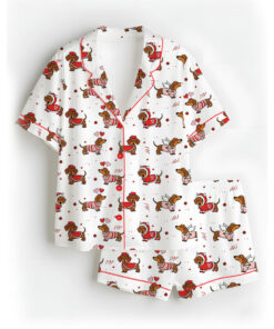 Valentine Dachshund Satin Pajama Set For Women