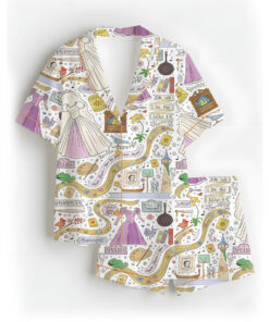 Women’s Rapunzel Princess Satin Pajama Set, White Color, US Size S-5XL