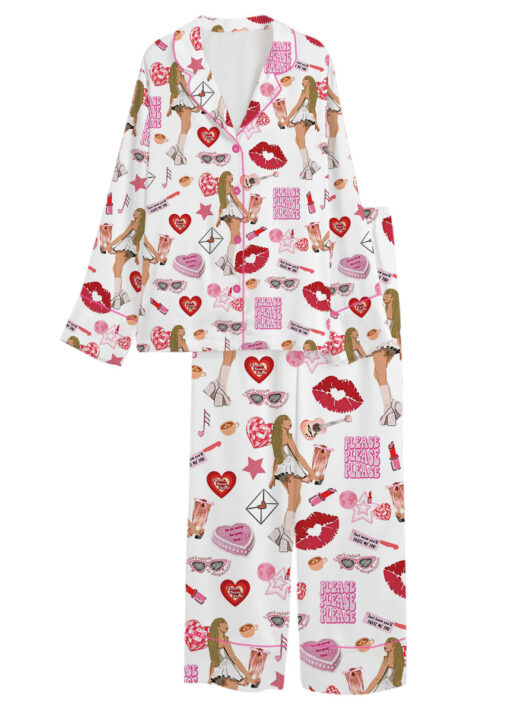 Espresso Music Album Satin Pajamas Set For Women