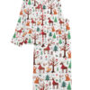 Christmas Forest Animals Satin Pajamas Set For Women