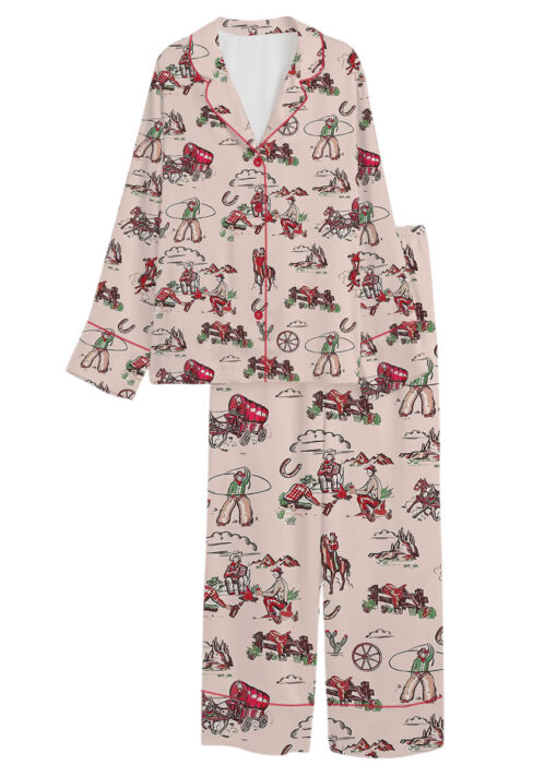 Women's Retro Cowgirl Western Satin Pajamas Set For Women - Image 13
