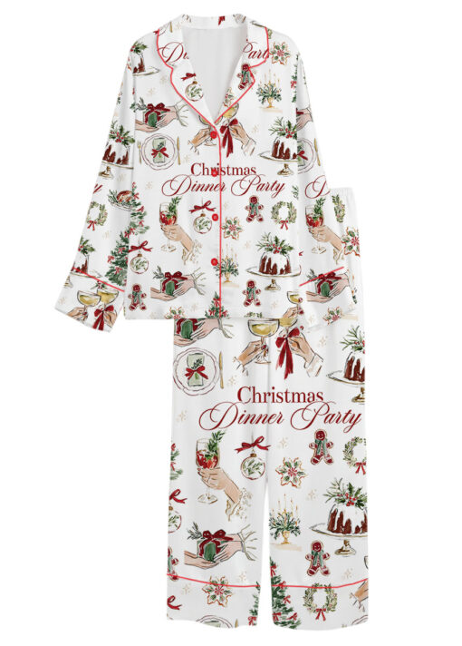 Christmas Dinner Party Satin Pajamas Set For Women