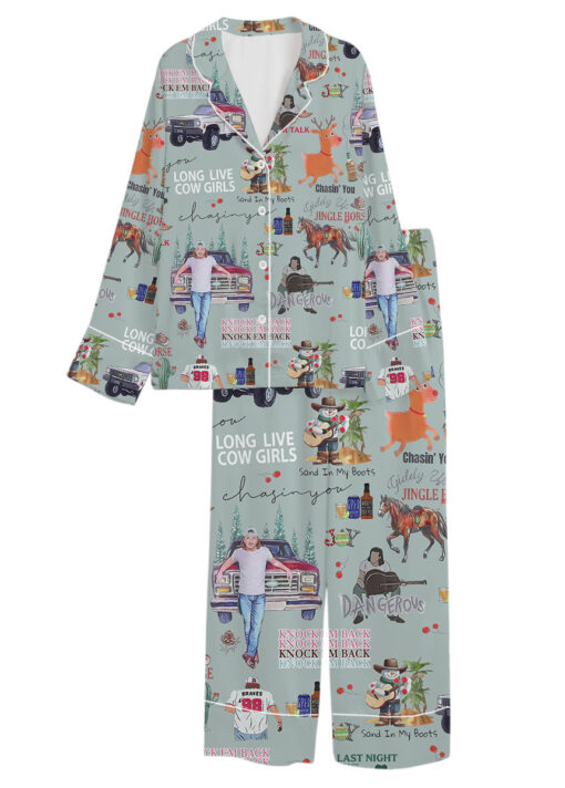 Morgan Wallen Long Live Cow Girls Satin Pajamas Set For Women - Image 11