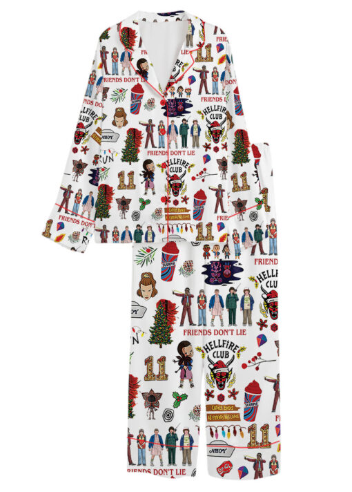 Stranger Things Hellfire Club Friends Don’t Lie Short Sleeve Satin Pajamas Set