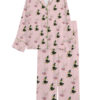 Green And Pink Duck Satin Pajamas Set For Women