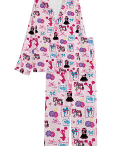 Coquette Cheer Silky Satin Pajama Set For Women