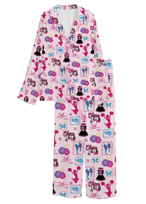 Coquette Cheer Silky Satin Pajama Set For Women