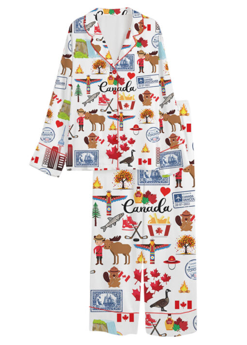 Women's Canada Travel Satin Pajamas Set For Women - Image 12