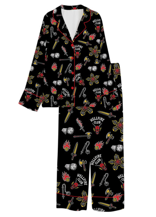 Stranger Things Hellfire Club Friends Don’t Lie Short Sleeve Satin Pajamas Set
