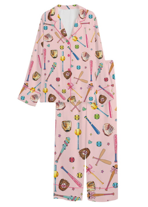 Coquette Softball Satin Pajama Set For Women