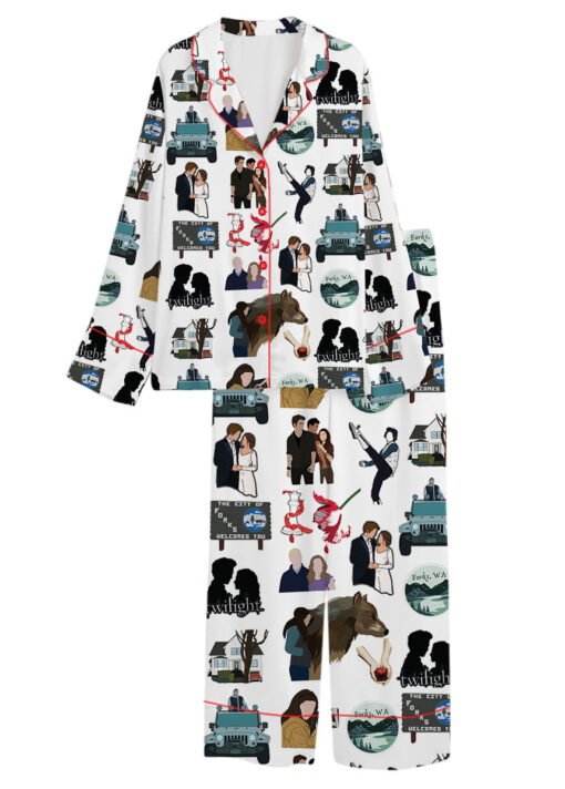 Twilight Inspired City Of Forks Satin Pajamas Set