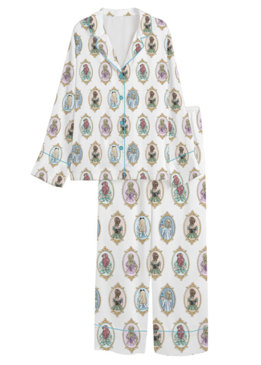 Women’s Princesses Mirror Back View Iron Satin Pajamas Set For Women, White Color, US Size S-5XL - Image 8