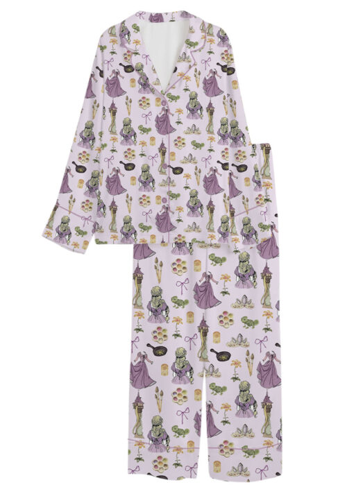 Women's Princesses Back View Pajamas Set For Women, Pastel Lilac Pink Color, US Size S-5XL - Image 8