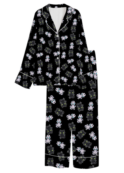 Toothless And Light Fury Satin Pajamas Set For Women