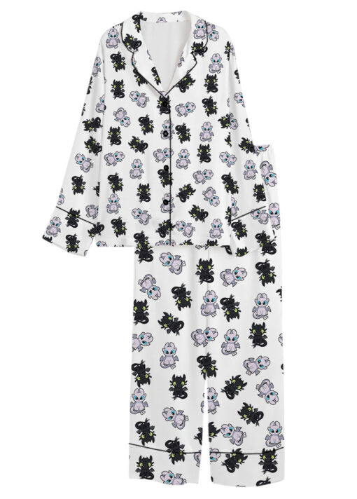 Toothless And Light Fury Satin Pajamas Set For Women
