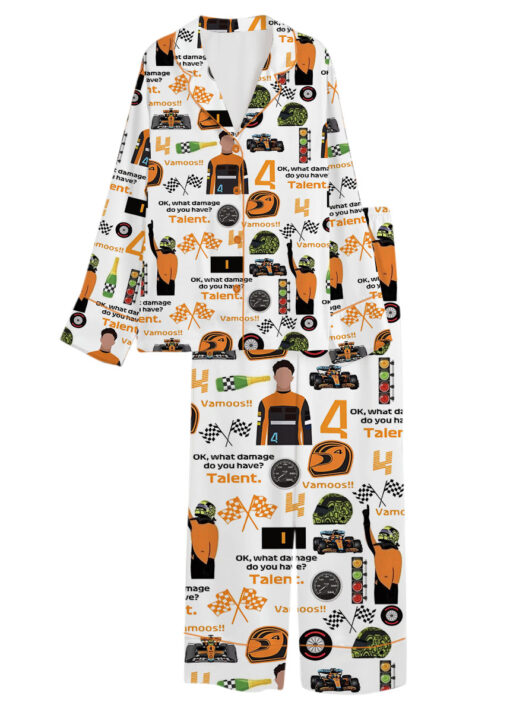 Formula 1 Racing Game Fans F1 Satin Pajamas Set For Women - Image 5