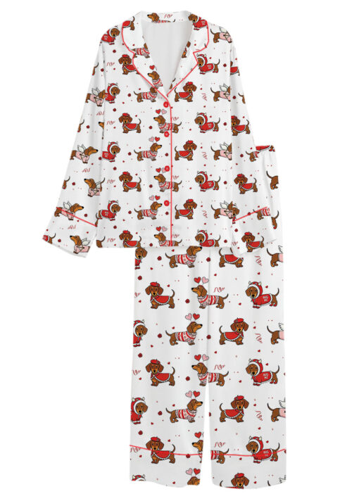 Valentine Dachshund Satin Pajama Set For Women - Image 13