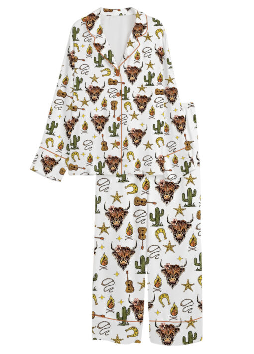 Women’s Rustic Americana Western Satin Pajama Set For Women