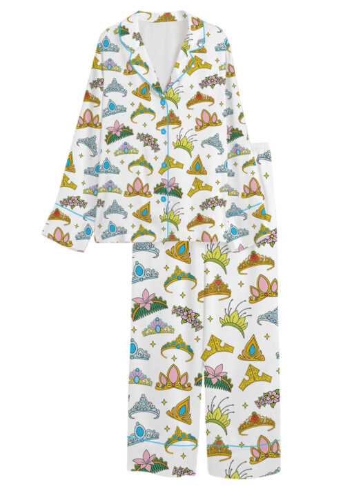 Women's Disney Princess Crown Pajamas Set For Women, White Color, US Size S-5XL - Image 13
