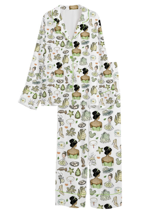 Women’s Princess And The Frog Pajamas Set For Women, White Color, US Size S-5XL - Image 9
