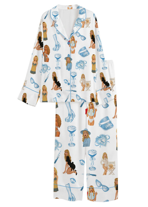 Women’s Espresso SC Satin Pajamas Set For Women, White Color, US Size S-5XL - Image 13