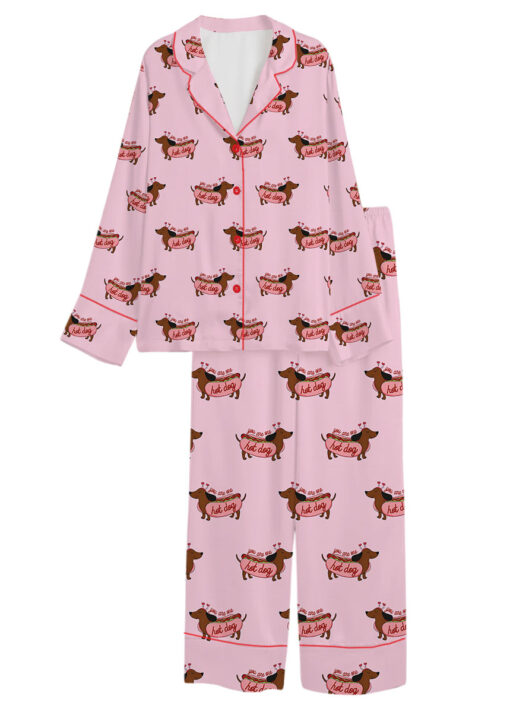 You Are One Hot Dog Satin Pajama Set For Women - Image 13