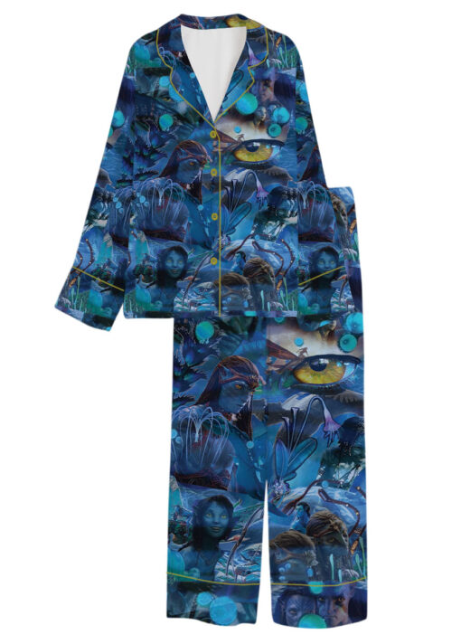 Women’s Avatar The Way Of Water Satin Pajamas Set For Women, Dark Ocean Blue Color, US Size S-5XL - Image 8