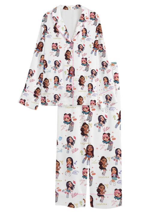 Chibi Katseye Beautiful Chaos World Tour Satin Pajamas Set For Women - Image 6