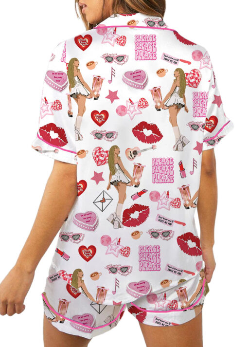 Espresso Music Album Satin Pajamas Set For Women