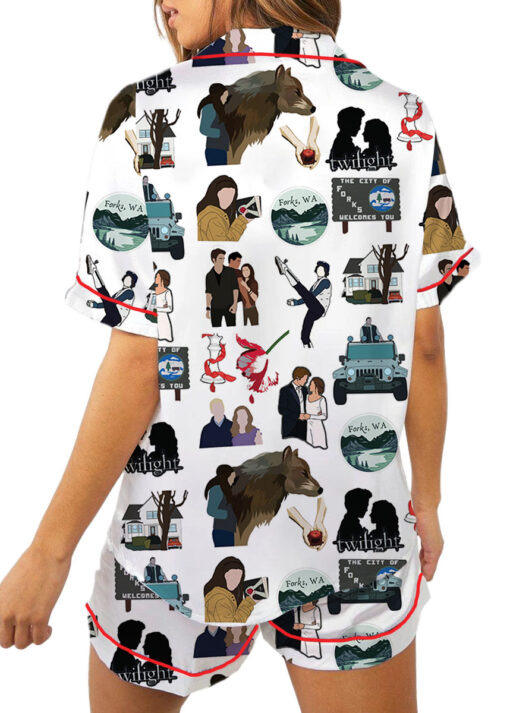 Twilight Inspired City Of Forks Satin Pajamas Set