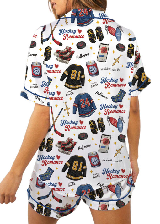 Hockey Romance Satin Pajamas Set For Women - Image 4