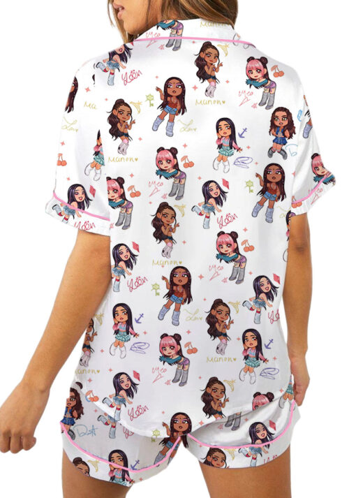 Chibi Katseye Beautiful Chaos World Tour Satin Pajamas Set For Women - Image 11