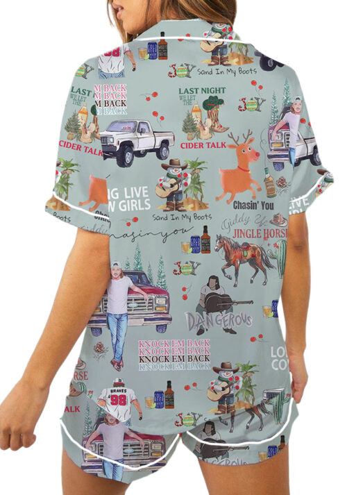 Morgan Wallen Long Live Cow Girls Satin Pajamas Set For Women - Image 5