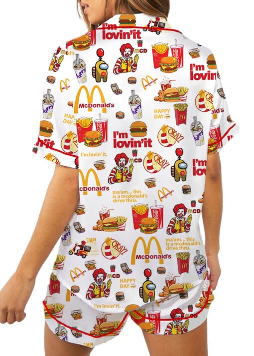 Christmas Mc Donald Pajamas Set, Mc Donald Pyjamas, McDonald Pajamas Women, Mc Donald Pattern Sleepwear, Food Lover Night Wear Pajamas