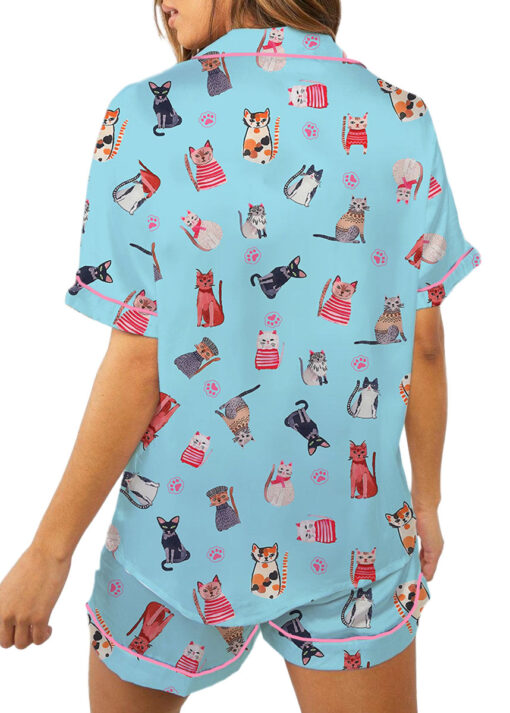 Cute Katzen Satin Pajamas Set For Women - Image 5